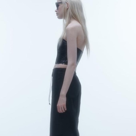 Zara black faux leather crop top size M - Picture 8 of 16